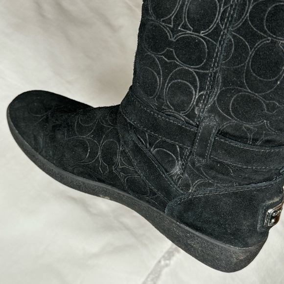 Coach Thelma Black Signature Embossed Suede Boots size 8 in good condition sexy - Picture 8 of 16